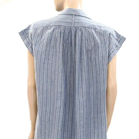 Nili Lotan Normandy Shirt Tunic Top Striped Printed Cotton Oversized XS 283740 - Picture 9 of 10